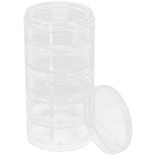 Diamant-Aufbewahrungsbox, Perlen-Aufbewahrungsbehälter, transparenter Kunststoff, zylinderförmiger Perlen-Organizer, 5 Schichten, stapelbare Perlen-Aufbewahrungsgläser für Perlen, Malerei, Stickbox von HEALLILY