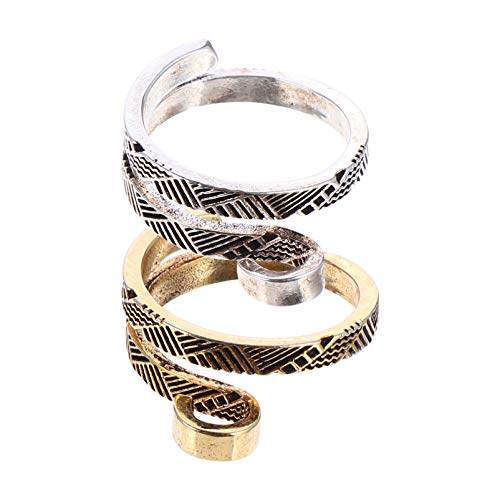 HEALLILY 2 Stücke Nähen Fingerhut Strickschlaufe Häkelschlaufe Metall Strickfingerhut Fadenführer Ring Garnführung Fingerhalter für Garn Häkelarbeiten Stricken Zubehör Basteln DIY Golden Silber von HEALLILY