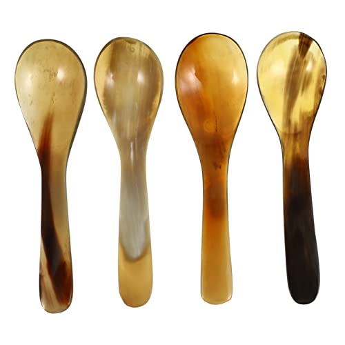 HEALLILY 4 Stück Teiliges Natürlicher Horn Kaffeelöffel Dessertlöffel für Kuchen Kaffee und Tee für Partys und von HEALLILY