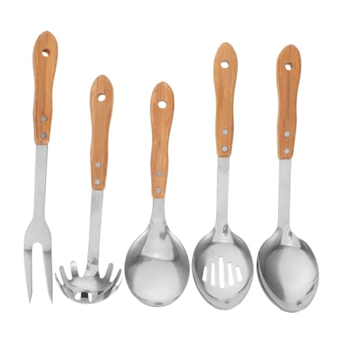 HEALLILY 5 Stück Teiliges Küchenutensilien mit Bambusgriff Edelstahl Koch und Servierbesteck Inklusive Suppenkelle Pastalöffel Schöpflöffel Rutschfeste Griffe Vielseitig für Haushalt und HEALLILY 5 Stück Teiliges Küchenutensilien mit Bambusgriff Edelstahl Koch und Servierbesteck Inklusive Suppenkelle Pastalöffel Schöpflöffel Rutschfeste Griffe Vielseitig für Haushalt und von HEALLILY