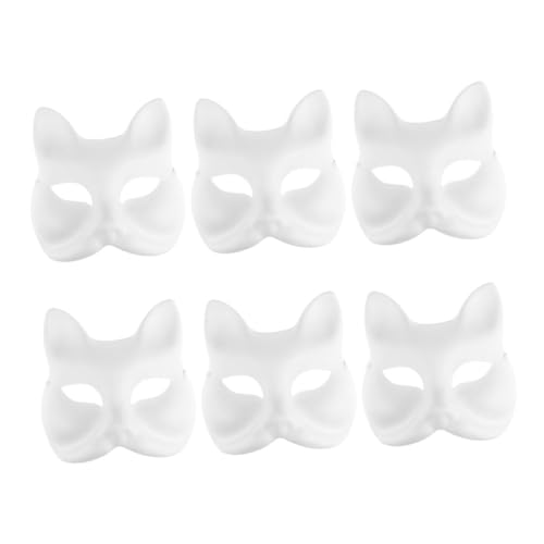 HEALLILY 6stücke Unbemalte Fuchsmaske DIY Blanko-Maske Für Frauen Karnevalsmaske Party Prop Halloween-Maske Bastelmaske Maskerade-Requisite Einzigartige Maske Für Besondere Anlässe von HEALLILY
