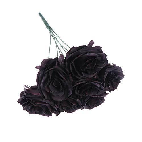 HEALLILY 7-Kopf schwarz künstliche Rose Langen stiel rote künstliche Rosen echt aussehende Rose einzigartige Exquisite Rose Bouquet für Party Hochzeitsfest (ohne blätter) von HEALLILY
