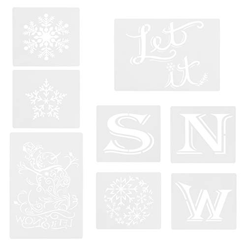HEALLILY 8 Stück „Let it Snow“-Schablonen zum Bemalen auf Holz, wiederverwendbare Weihnachtsschablonen Schneeflocken-Schablone für Kunstmalerei Spray Fenster Wand von HEALLILY