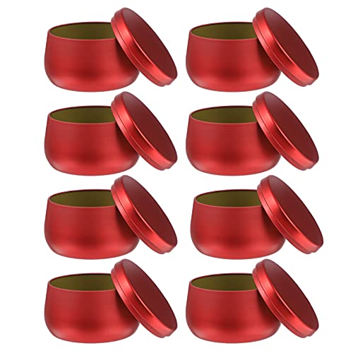 HEALLILY Blechdosen mit Deckel 8 oz Runde Rot Kerzendosen Gewürzdosen Teedose Kaffeedose Vorratsdosen 8 Stücke Candy Kekse Tee Süßigkeiten Snack Perlen Aroma Dose Aufbewahrung von HEALLILY
