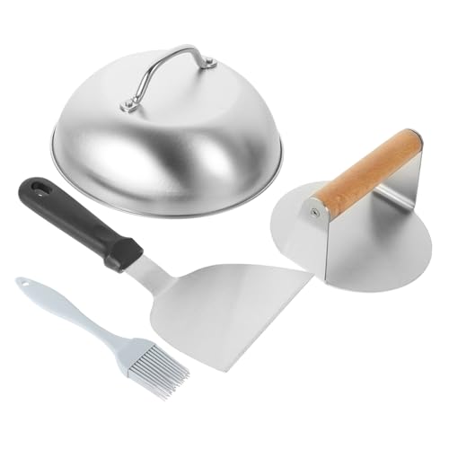 HEALLILY Burgerpresse Teiliges Set aus Edelstahl mit Holzgriff Langlebiges Grillzubehör zum Einfachen Formen und Pressen von Burgerpatties Praktisches Küchenwerkzeug für BBQ und Outdoor von HEALLILY