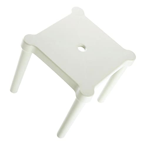HEALLILY Dicker, mattierter Kunststoff, abnehmbarer Hocker, tragbarer niedriger Stuhl für Erwachsene, stabil, druckbeständig, weiß, kleiner Sitz mit atmungsaktivem Hohl-Design für den Innen- und von HEALLILY