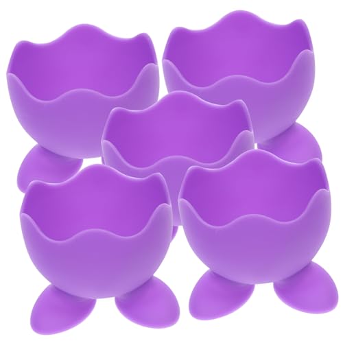 HEALLILY Eierbecher aus Silikon, mit Füßen, sicheres ungiftiges Material, mehrfarbig, für Zuhause und Badezimmer, zufällige Farbe, 5 Stück von HEALLILY