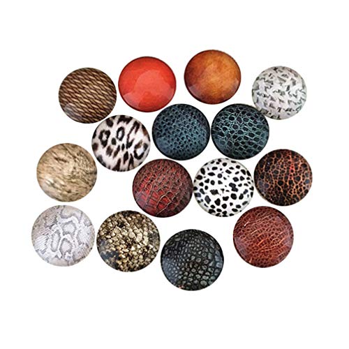 HEALLILY Glas-Cabochons, halbrund, flache Rückseite, Leoprint bedruckt, Glas-Cabochons für DIY-Schmuckherstellung, 10 mm, 140 Stück, Kleber, siehe abbildung, 12 mm von HEALLILY