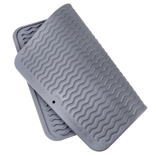 HEALLILY Große Silikon-Abtropfmatte für Küchentheke mit Wellenkorn-Design, Mehrzweck-Geschirr, Abtropfmatte, rutschfester Halter für Teller, Tassen, Obst und Gemüse von HEALLILY