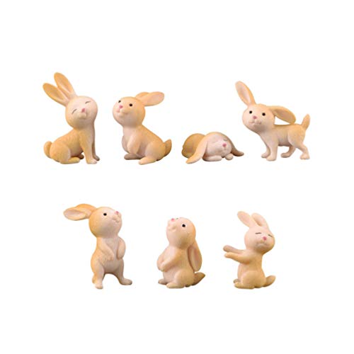 HEALLILY Hase Figuren Mini Hase Deko Harz Osterhase Kaninchen 7 Stück Häschen Osterdeko Puppenhaus Feengarten Mikrolandschaft Ostern Frühling Festival Party Dekoration Desktop Ornament von HEALLILY