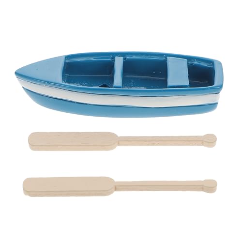 HEALLILY Holz Segelboot Miniatur Boot Paddel Figur Modell Meer Strand Deko Figur Ornament für Moos Sukkulenten Terrarium Puppenhaus Fee Garten Dekoration Blau von HEALLILY