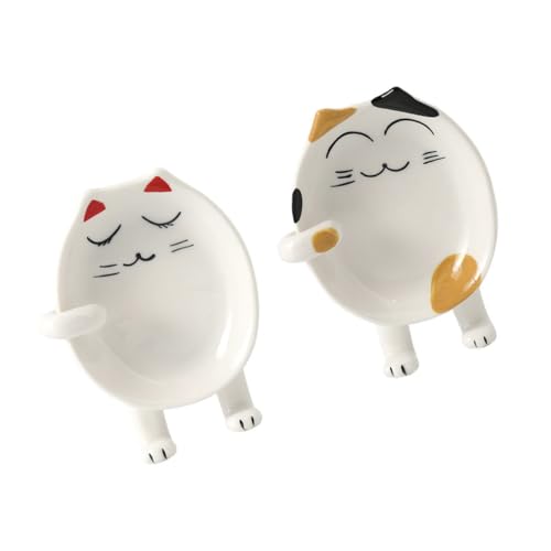 HEALLILY Keramik-Topfdeckelhalter mit Cartoon-Katzenmotiv, leicht, mit Löffelablage für Küchenutensilien, spülmaschinenfest, niedliches Kochzubehör, 2 Stück HEALLILY Keramik-Topfdeckelhalter mit Cartoon-Katzenmotiv, leicht, mit Löffelablage für Küchenutensilien, spülmaschinenfest, niedliches Kochzubehör, 2 Stück von HEALLILY