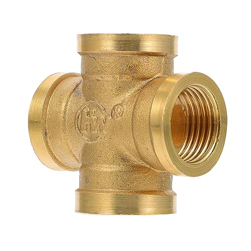 HEALLILY Messing 4-wege Fitting 1/2 Gewinde Wasser Anschlussstück Für Luft Und Wasser Kupplung Aus Messing Stabil Und Langlebig Für Gartenbewässerung Und Rohrverbindungen von HEALLILY