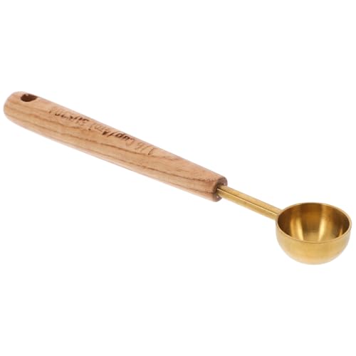 HEALLILY Messlöffel mit Holzgriff Gold Kaffeedosierer für Kaffeepulver Teeportionierer Gewürzmaß Löffel Backen Kochen Küchenwerkzeug von HEALLILY