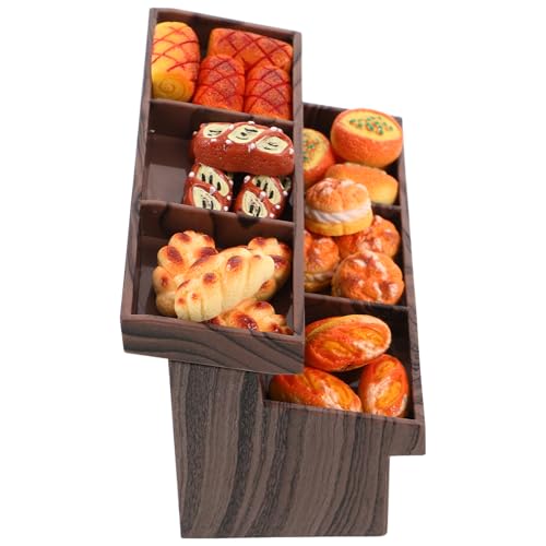 HEALLILY Miniatur Backwaren Vitrine Detailgetreue Simulation Brot Aufbewahrungsschrank mit Mini Broten Handliche Verblassungsresistente Miniatur Display Vitrine für Sammler und Vielseitige von HEALLILY