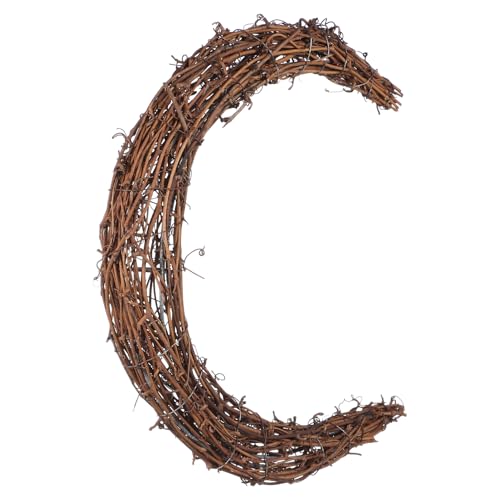 HEALLILY Moon Shape DIY Rattan Wreath Handgemachter Dekokranz aus Natürlichem Rattan für Kreative Wand und Türdekoration Vielseitiges Bastelmaterial für Weihnachtsfeiern und Zuhause von HEALLILY