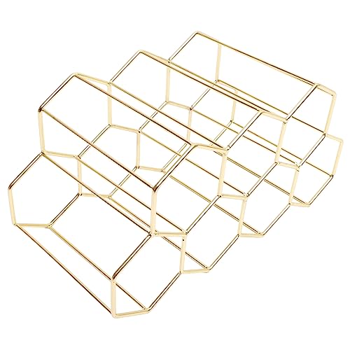 HEALLILY Nordisches Weinregal aus Flutig Goldfarben Stabiles Weinflaschenhalter für Arbeitsplatte Vielseitiger Weinständer für Bar Küche Wohnzimmer Weinlagerung und Dekoration von HEALLILY