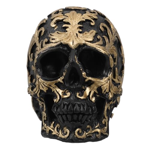 HEALLILY Schädelköpfe Halloween-schädeldekorationen Totenkopfstatue Aus Kunstharz Horror Sch? Schädel Dekor Schädel-sammelfiguren Mini-schädel Harz Sch? Decor Mädchen Roségold Blumen von HEALLILY