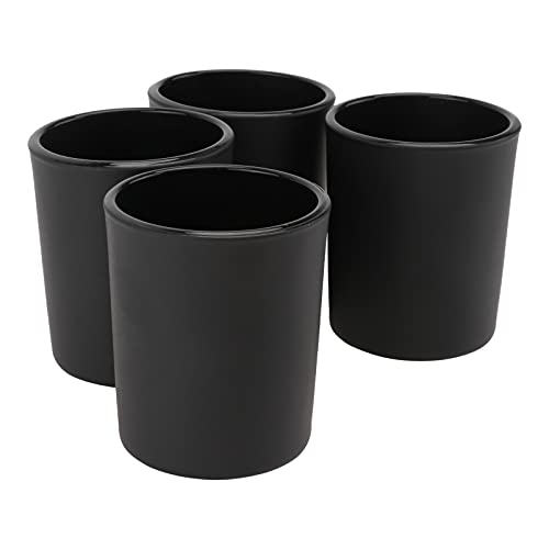 HEALLILY Teelichthalter aus mattem Glas, schwarz, Kerzenhalter, minimalistisch, für Zuhause, Party, Café, 4 Stück von HEALLILY