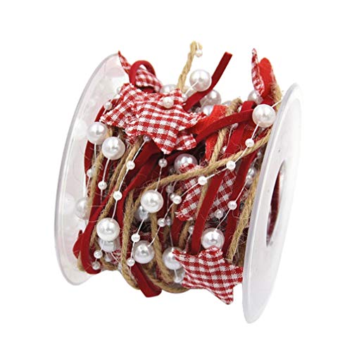 HEALLILY Weihnachtsbänder, 1 Rolle, künstliche Perlen, Drahtband, Weihnachtsband, Band für Weihnachtsbaum, Basteln, Dekoration von HEALLILY
