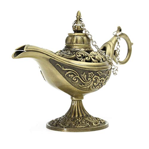 HEALLILY Weihrauchhalter Metall Aladdin Wunschlampe Weihrauchbrenner Desktop-Schmuck Aroma Ofen Diffusor für Home Office (Bronze) von HEALLILY