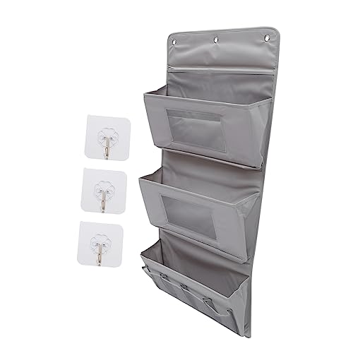 HEALSOPTHY 1 Satz Großer Aufbewahrungstasche mit Wandhaken Graue Praktische Organizer Tasche für Räume zur Aufbewahrung von Schmuck Kosmetik Briefen und von HEALSOPTHY