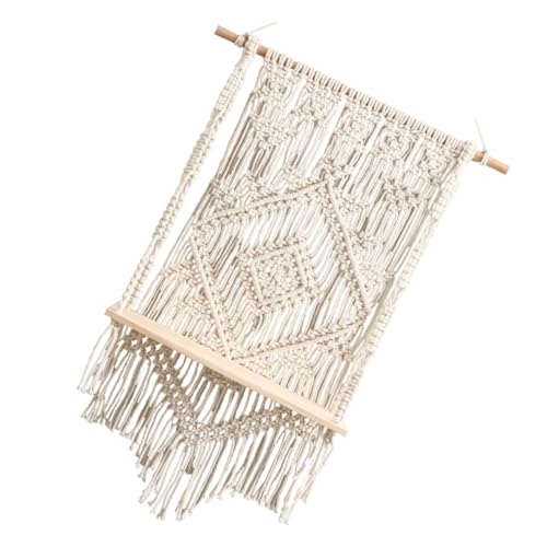 HEALSOPTHY 1 Stück Geflochtenes Gestell für den einzug Storage Shelves Decor Gewebte KÖNIGLICH wandteppich Hängeregal im böhmischen Stil Makramee-Organizer Baumwollseil Beige von HEALSOPTHY