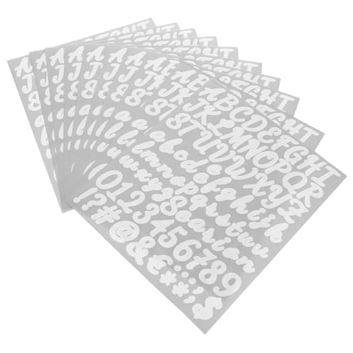 HEALSOPTHY 10 Blatt Selbstklebende Handgeschriebene Blumen design Vinyl Buchstaben Zahlen Aufkleber Weiße Scrapbooking Sticker Wetterfest für Fenster Mülltonnen DIY Dekoration von HEALSOPTHY