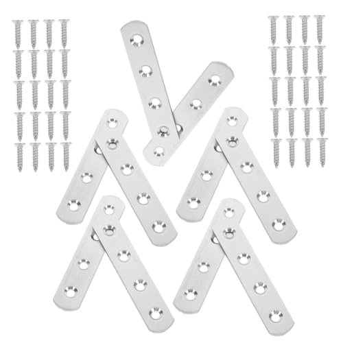 HEALSOPTHY 10 Sätze Teiliges Edelstahl Flache Winkelverbinder mit Schrauben Robuste Fixierplatten zur Möbelreparatur Stabilisierung von Tischen Türen und Flachen Oberflächen Langlebig und von HEALSOPTHY