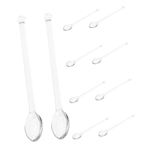 HEALSOPTHY 10stücke Glasrührstäbe Transparent Für Tee Kaffee Zucker Glaslöffel Rührlöffel Kaffeelöffel Teerührer Glaskaffeerührlöffel von HEALSOPTHY