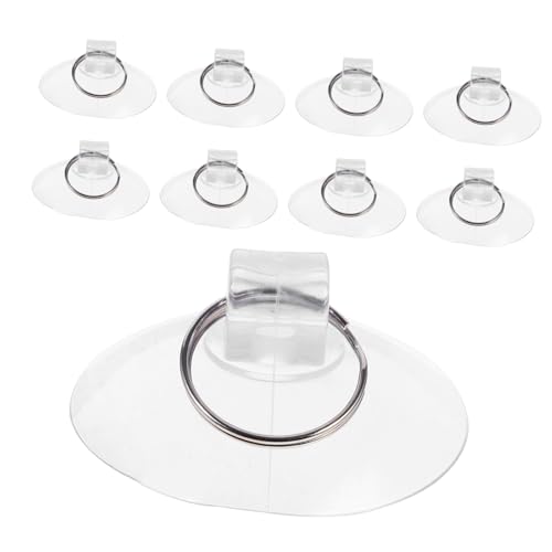 HEALSOPTHY 10 Stück Transparente Saugnäpfe mit Metallringen Starke Haftung Wiederverwendbare Saugnäpfe für Fenster Fliesen Glatte Oberflächen Vielseitige Haken zum Aufhängen von Deko und von HEALSOPTHY