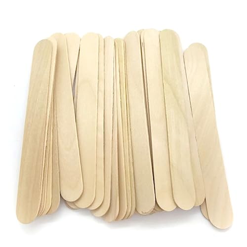 HEALSOPTHY 100 Stück Natürliche Holzstäbchen Glatte Eisstiele ohne Splitter Umweltfreundliche Bastelholzstäbe für DIY Projekte Schul und Partyhandwerk von HEALSOPTHY
