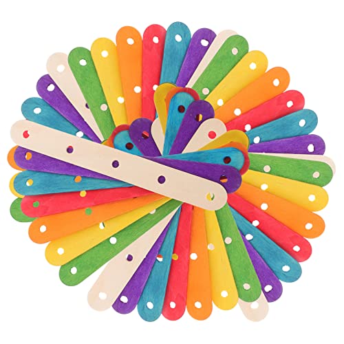 HEALSOPTHY 100 Stück Teiliges Jumbo Holz Bastelstäbe mit Bunten und Natürlichen Sticks Glatte Schadstofffreie DIY Holzstücke für Bastelprojekte Schule Party Camp und Kreative von HEALSOPTHY