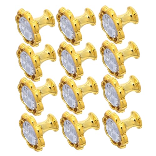 HEALSOPTHY 12 Stück Teiliges Blumenform Möbelgriffe mit Funkelnden Strass Schrank und Schubladenknöpfe aus Silberfarbenem Einfache Montage für Küchen Kleiderschrank und Kommoden Handles von HEALSOPTHY