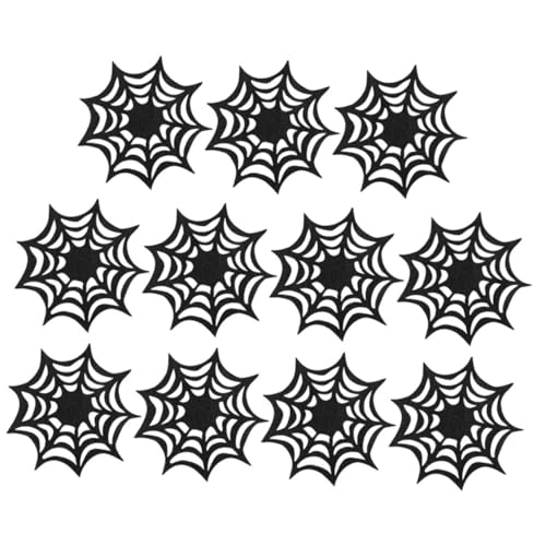 HEALSOPTHY 12 Stück Teiliges Halloween Filz Spinnennetz Untersetzer Dekorative Absorbierende Tischmatten Hitzebeständig und rutschfest für Bar Zuhause Halloween Deko von HEALSOPTHY