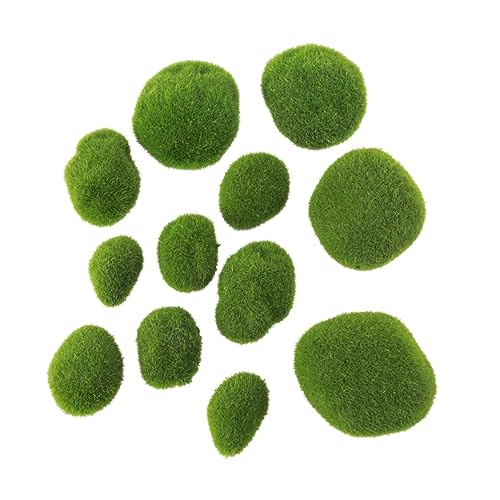 HEALSOPTHY 12 Stück Teiliges Moosstein Dekorationsset Realistische Künstliche Mooskugeln Naturgetreue Terrarien Deko Langlebige Dekosteine für Aquarium Glasgefäß Garten und Bastelarbeiten von HEALSOPTHY