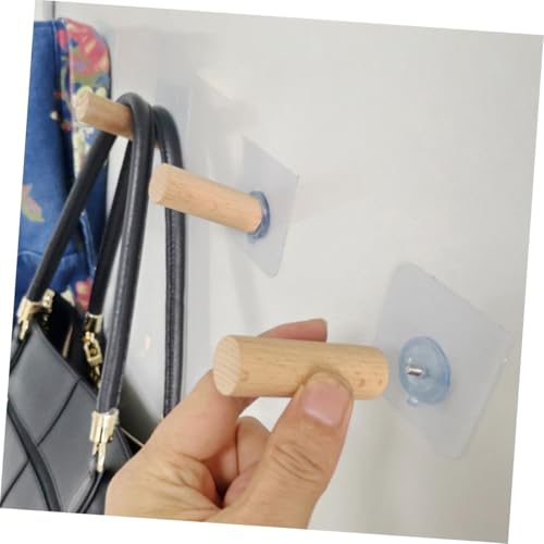 HEALSOPTHY 12 Stück Teiliges Selbstklebendes Kleiderhaken Buchenholz ohne Bohren Hohe Tragkraft Rückstandsfreie Wandhaken für Türen Schränke Büro Küche und Schlafzimmer von HEALSOPTHY
