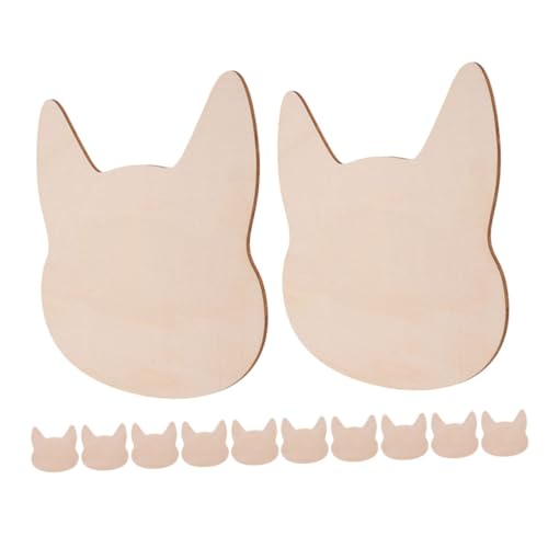 HEALSOPTHY 12 Stück Unlackierte Holzanhänger in Form Von Katzenköpfen Zum Selbermalen, Holzscheiben-ornamente Für Bastelprojekte, Zur Heimdekoration Für Kinder Und Erwachsene von HEALSOPTHY