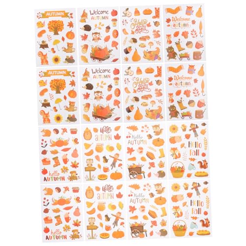 HEALSOPTHY 16 Blatt Teiliges Thanksgiving Fensteraufkleber Langlebige Farbintensive Herbst Wanddekoration für Fenster Kühlschrank und Spiegel für Party und Erntedankfest von HEALSOPTHY