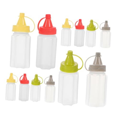 HEALSOPTHY 16 Stück Mini Quetschflaschen für Saucen und Dressings Teiliges aus Kunststoff Reisefreundlich Auslaufsicher für Ketchup Senf Scharfe Saucen Einfach zu Handhaben von HEALSOPTHY