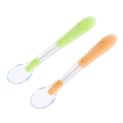 HEALSOPTHY 2 STÜCK Silikonlöffel für Junge Mädchen Weiche Bruchsichere Utensilien für Kleinkinder Gelb und Grün für Selbstzuführung Füttern von Kleinkindern von HEALSOPTHY