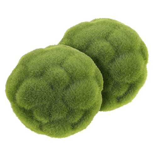 HEALSOPTHY 2 Stück Dekorative Moosbälle Naturgetreue Haltbare Pflanzendeko für Aquarium Wohnzimmer Garten Büro Realistische Grüne Landschaftsdekoration von HEALSOPTHY
