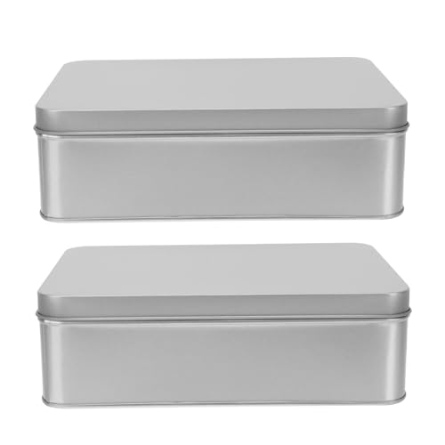 HEALSOPTHY 2 Stück Große Rechteckige Eisendose Aufbewahrungsboxen für Süßigkeiten und Kekse Vielseitige Geschenkverpackung Robuste Blechbox mit Glatter Oberfläche für Teebox Schmuck und von HEALSOPTHY