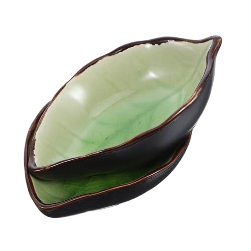 HEALSOPTHY 2 Stück Keramik Löffelhalter Blattform Spatel Ablage Küchenutensilien Halterung Grün Kompakt für Arbeitsplatte und Herd Utensil Aufbewahrung Modernes Bauernhaus Design von HEALSOPTHY