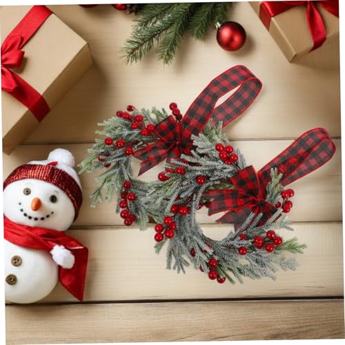 HEALSOPTHY 2 Stück Kleine Rote Beerenrankenkränze Kompakte Weihnachtsdekoration mit Roten Beeren und Schmalem Band Platzsparend für Küchenschränke und Fenster Festlich für Innenräume und von HEALSOPTHY