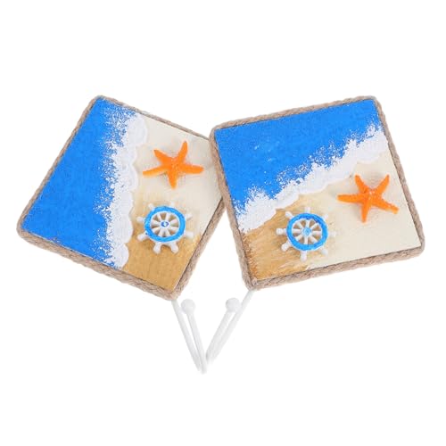HEALSOPTHY 2 Stück Mediterrane Wandhaken Handbemalt Nautisches Design Quadratisch Stabile Wandhalter für Schlüssel Mäntel Handtücher Küchendekor Wohnaccessoire von HEALSOPTHY