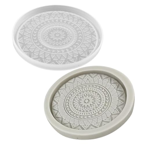 HEALSOPTHY 2 Stück Silikonform Untersetzer Rund mit Filigranem Muster Flexible Reißfeste Gießform für Resin DIY Tablett und Dekorative Bechermatte Multi use Formen für Heimdekoration von HEALSOPTHY