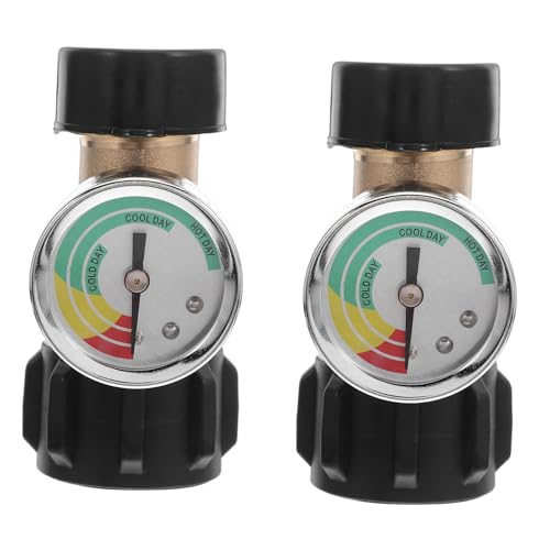 HEALSOPTHY 2 Stück Teiliges Gaszylinder-messgerät aus Massivem Messing mit Druckanzeige Wetterfestem Adapter Umwandler für Camping Grill Wohnmobil Bbq Langlebiger Gasdruckwächter von HEALSOPTHY