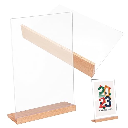HEALSOPTHY 2 Stücke Acryl Tisch Karte Display Board Für Zeichen Stand Halter Display Steht Menü Steht Schreibtisch Zubehör Tisch Zeichen Holz von HEALSOPTHY