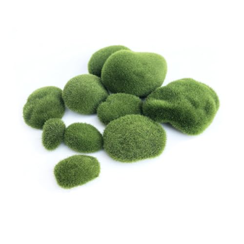 HEALSOPTHY 20 Stück Teiliges Künstliche Flocking Cover Stones Realistische Moosimitat Steine Grüne Dekosteine für Bonsai Feengärten Terrarien und Indoor Dekoration von HEALSOPTHY